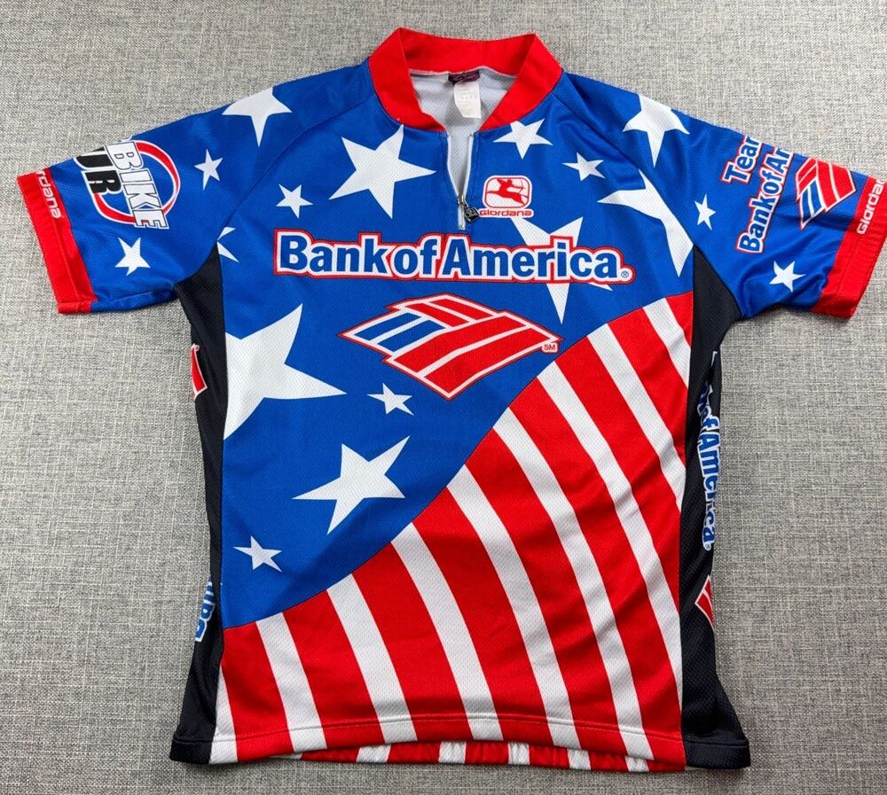 Giordana Bank of America MS Bike Tour Cycling Jersey L USA Stars Stripes Italy